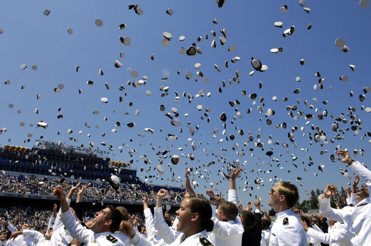 Naval Academy hat toss