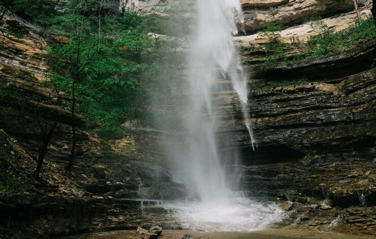 hemmed waterfall