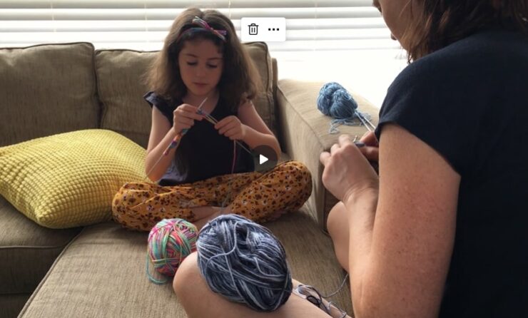 mother and daughter knitting