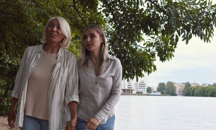 mother and daughter walking