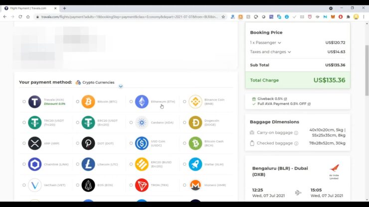 Pay for flights with Crypto
