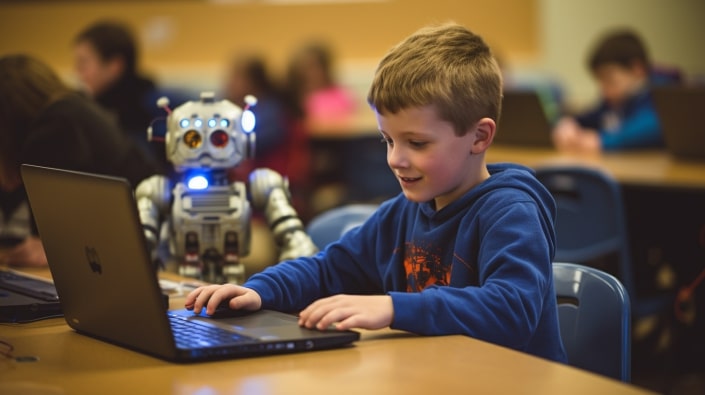 kid playing Robolox in school on schools chromebook