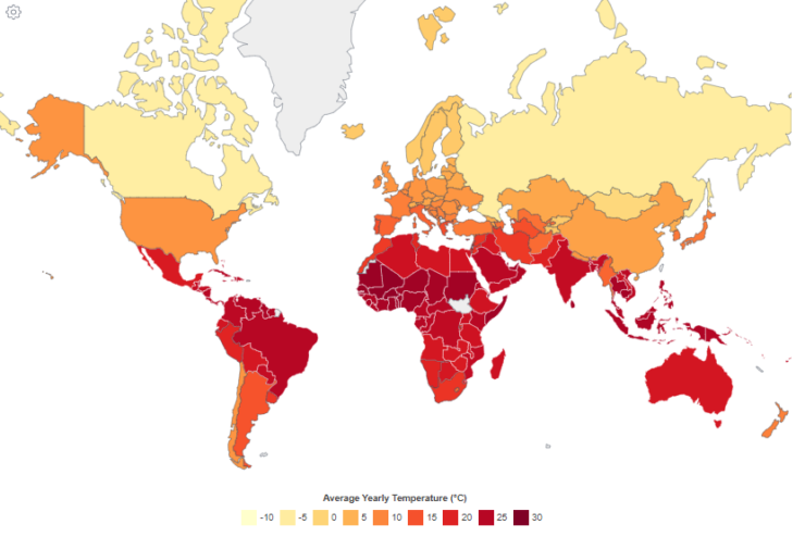 Temperatures in the world