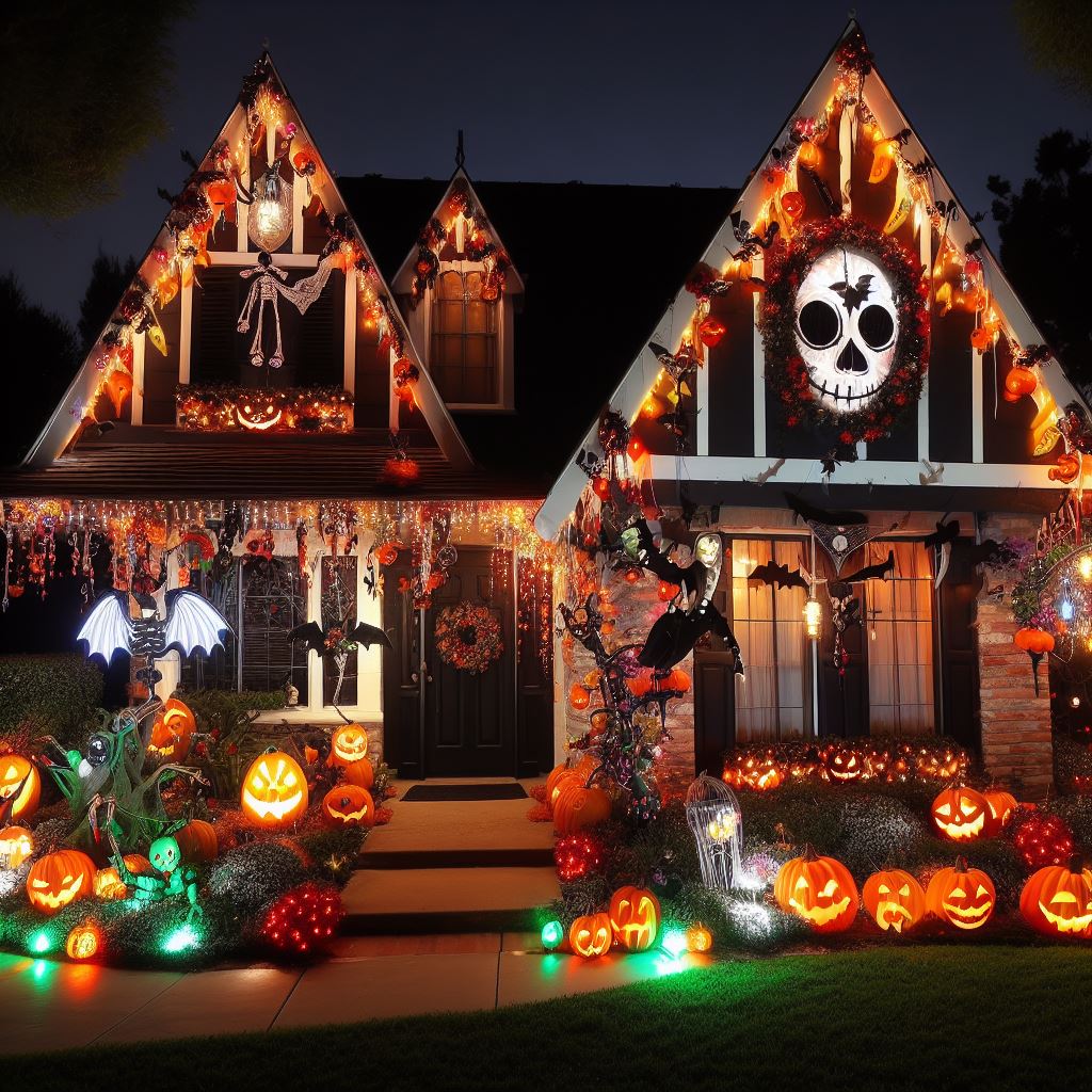 Halloween Decorated Front Yard