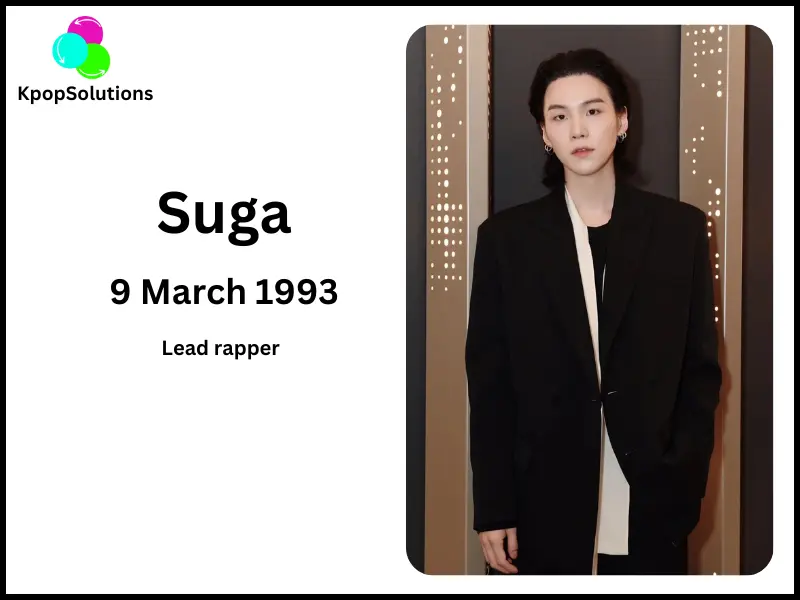 BTS members Suga current age and birthday.