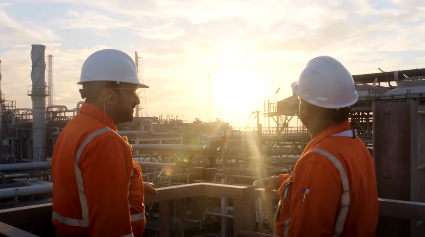 Sunrise over a Qatari refinery
