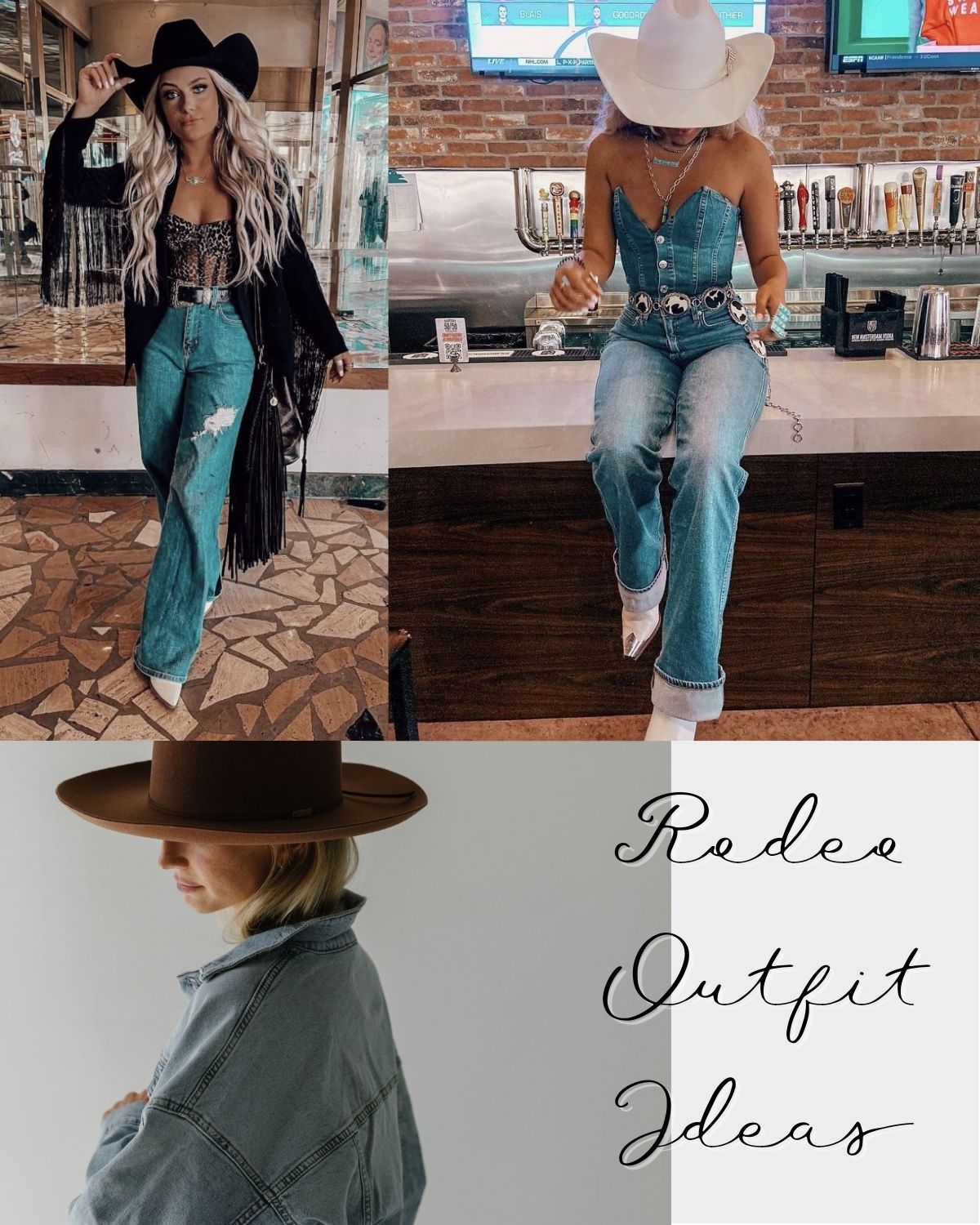 Three girls in cowgirl hats and rodeo outfit ideas