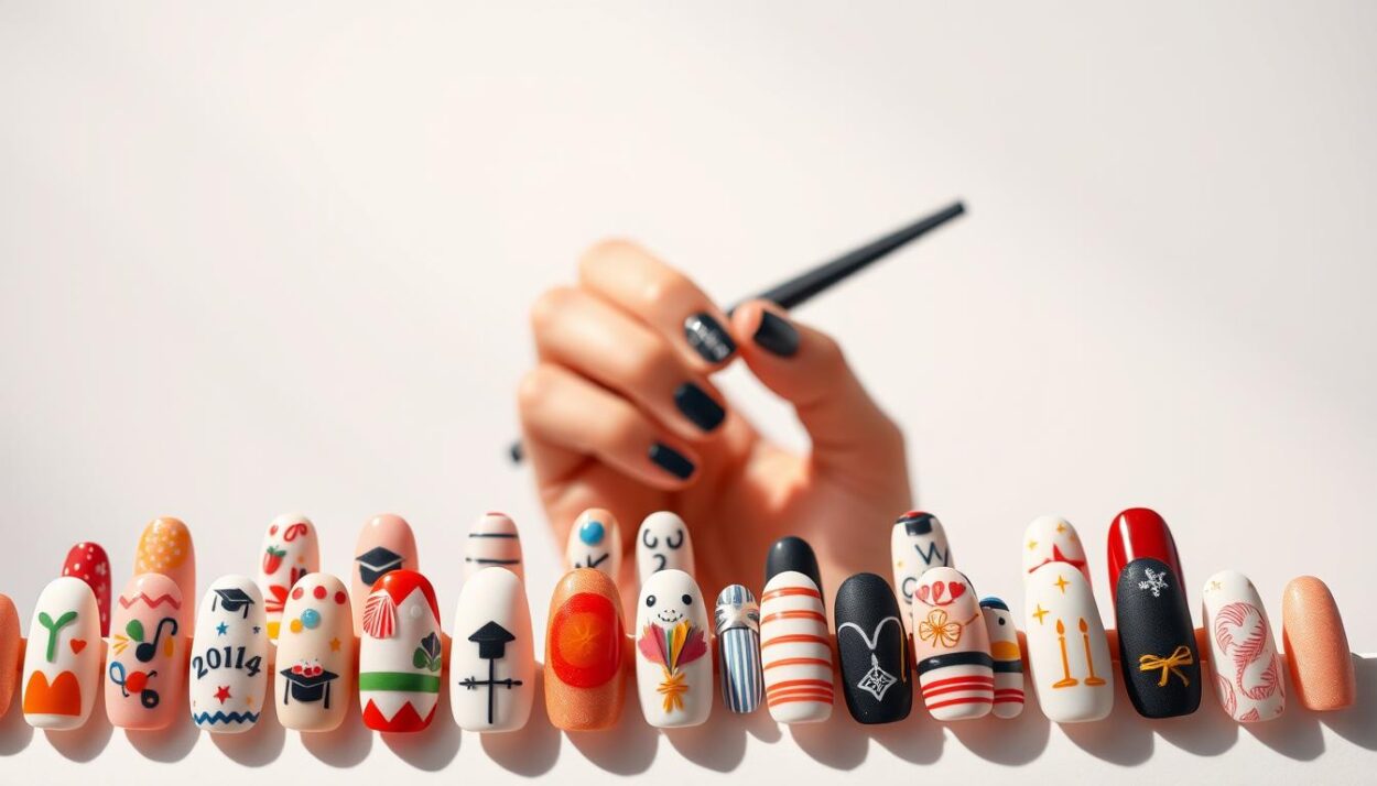 DIY Graduation Nail Art