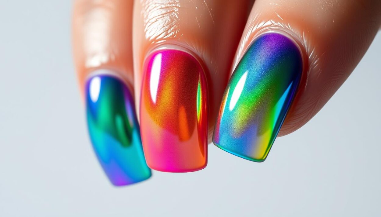 Multicolored Chrome Nail Designs