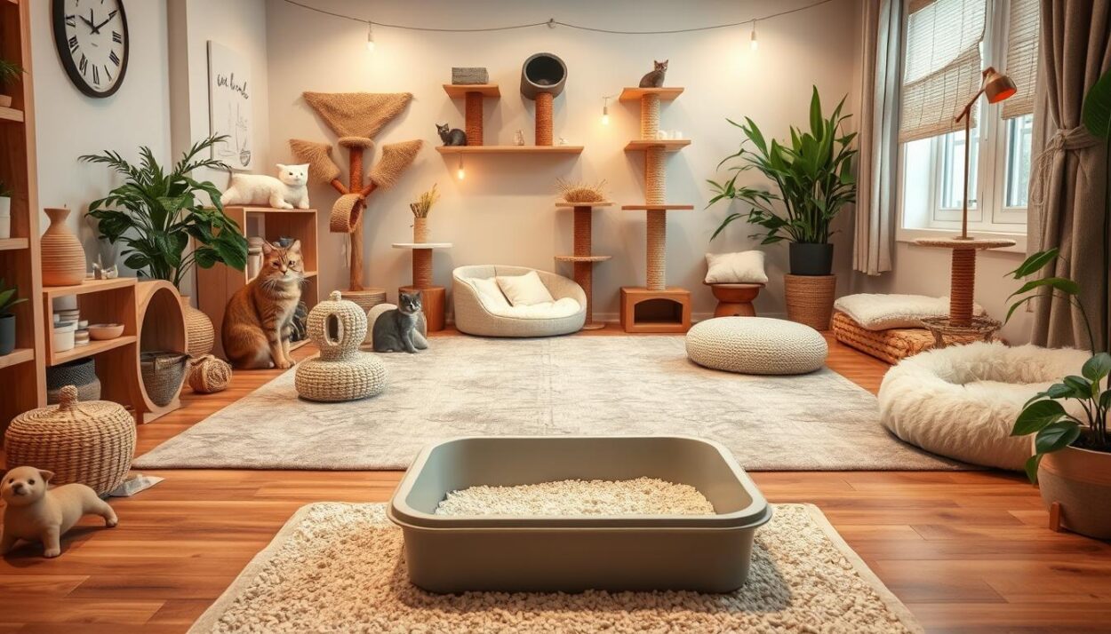cat-friendly litter setup