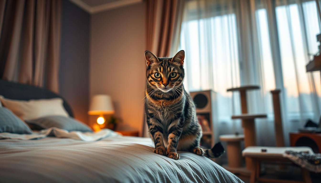 cat peeing on bed