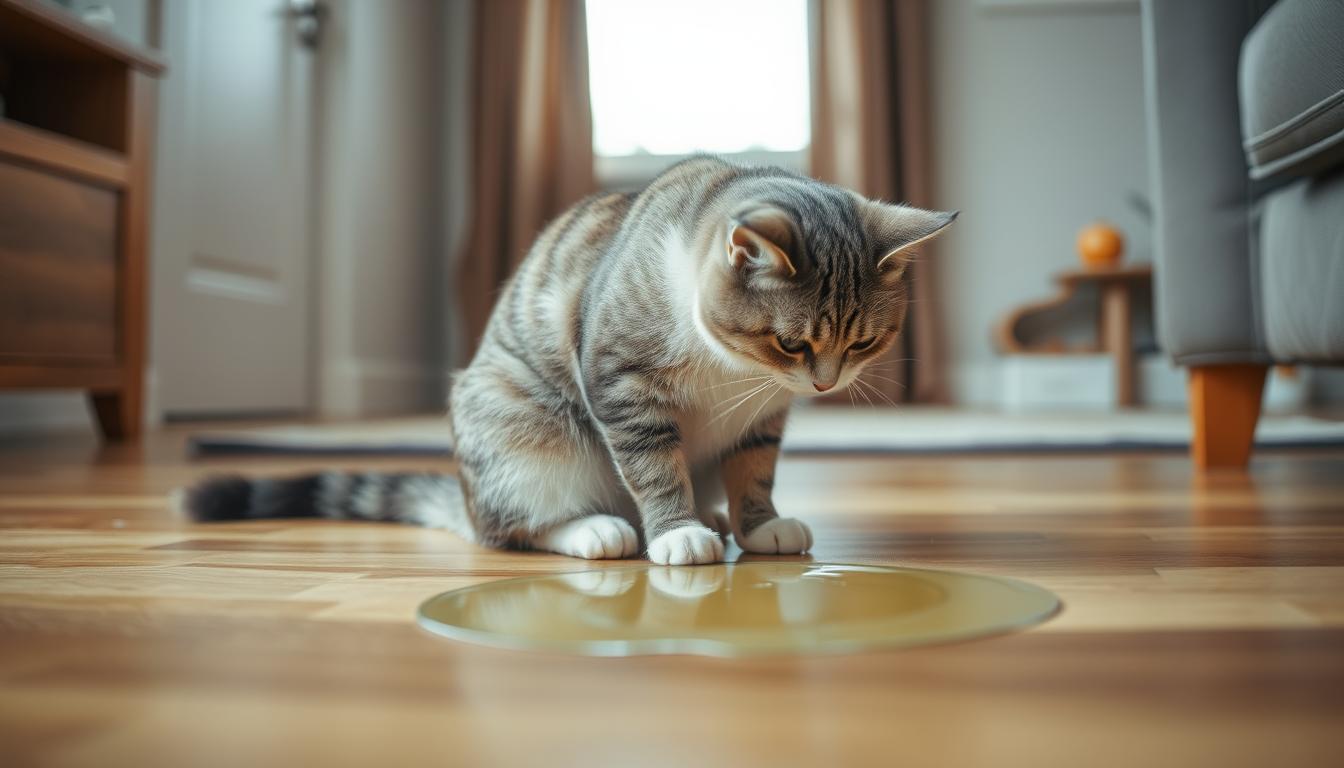 cat peeing on floor