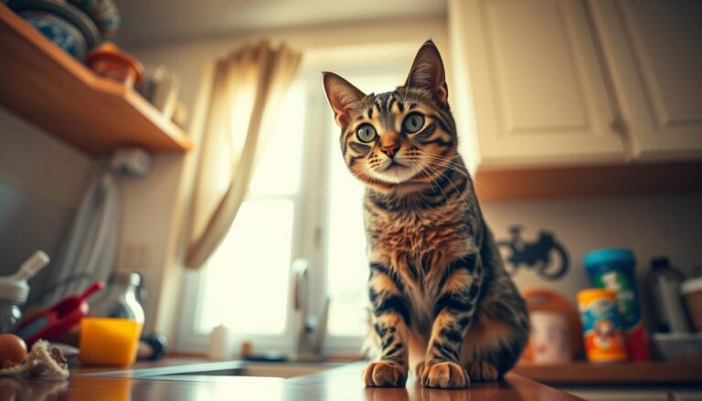 cat peeing on kitchen counter