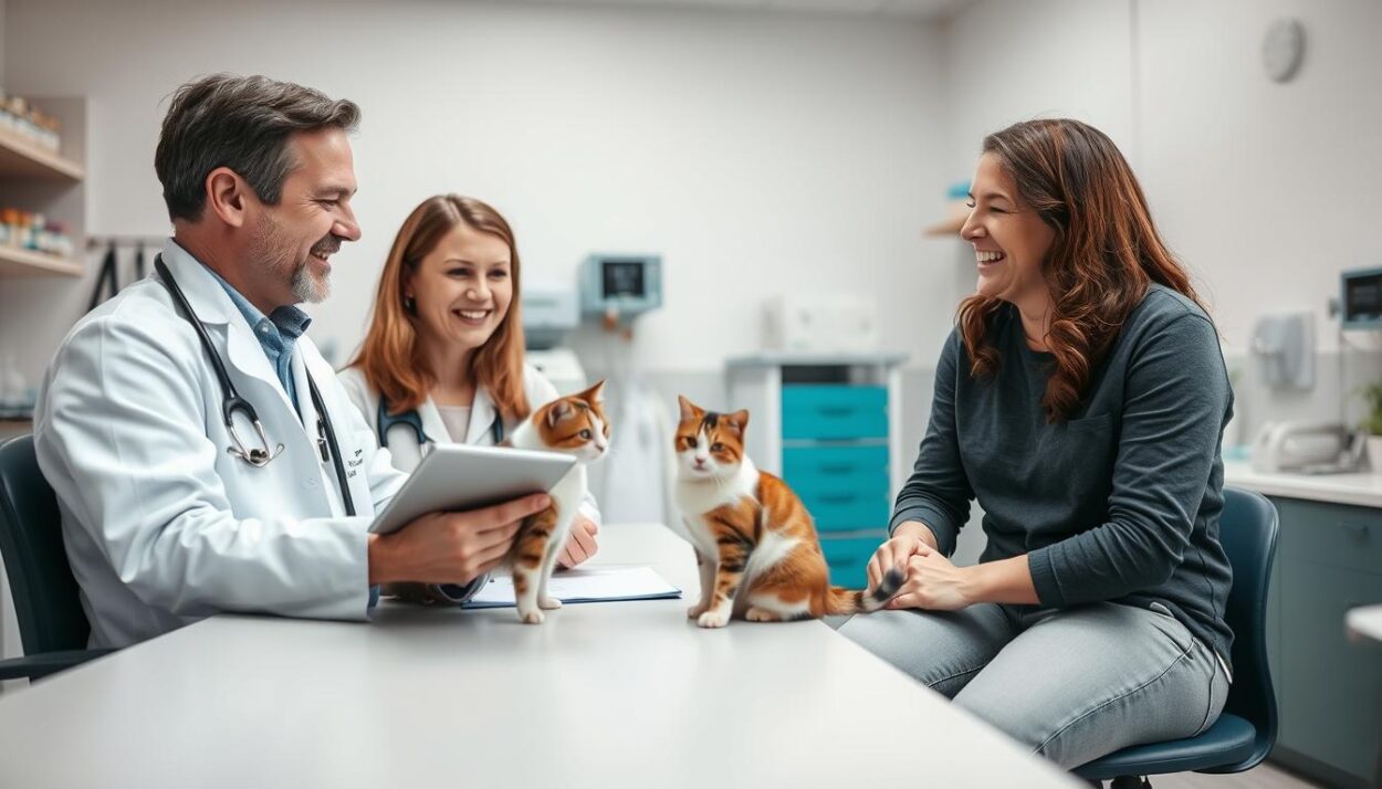 consulting veterinarian about cat health