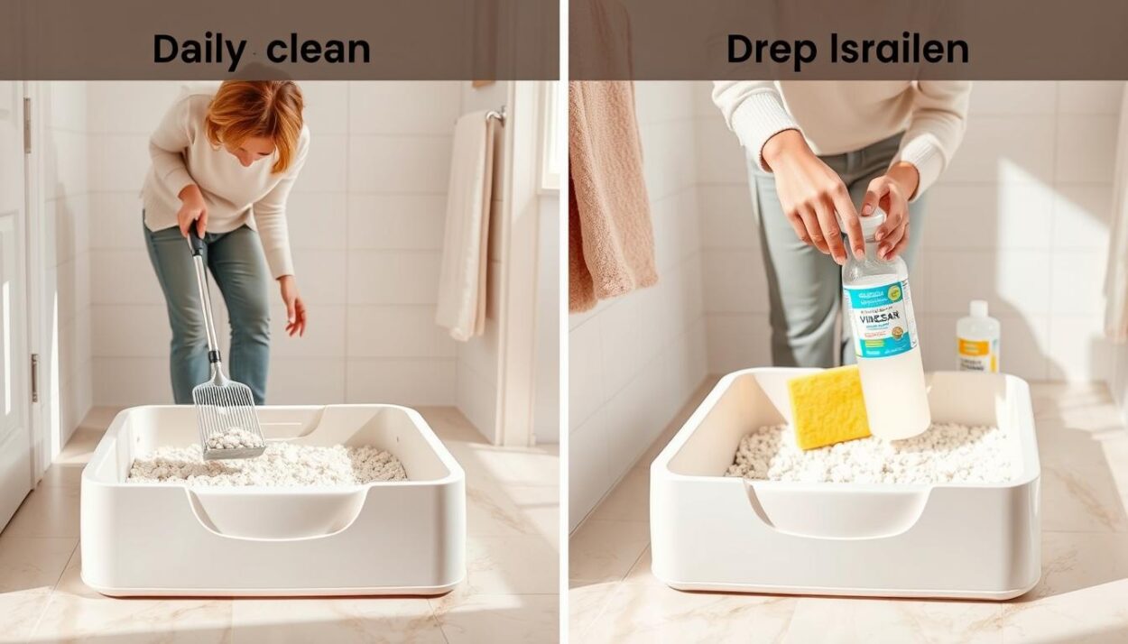daily vs deep cleaning litter box