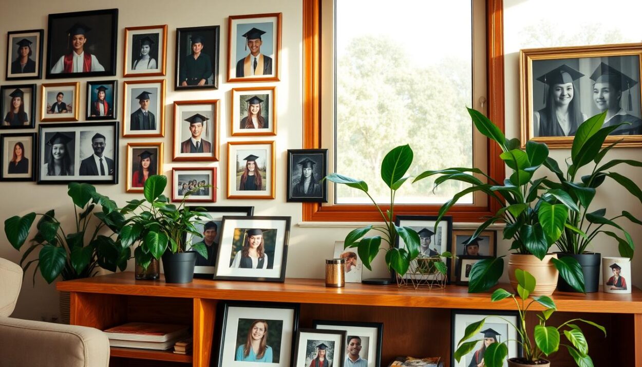 displaying graduation photos