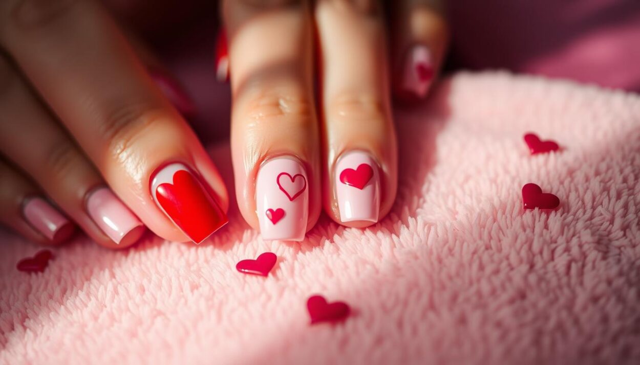 heart-themed manicures