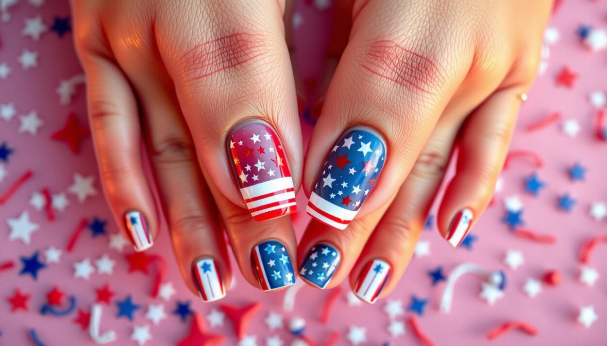 how to achieve 4th of July nails