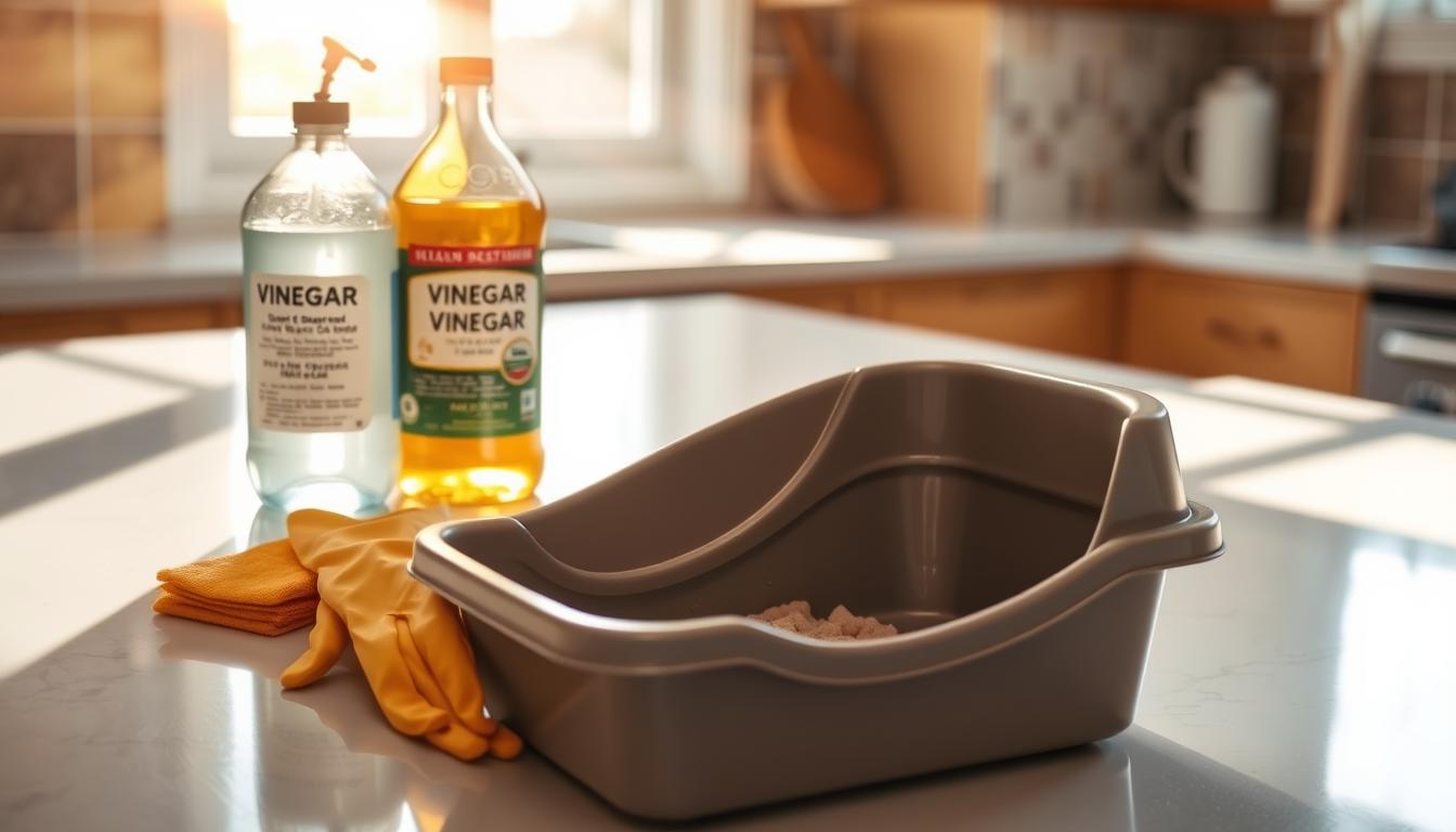 how to clean cat litter box with vinegar