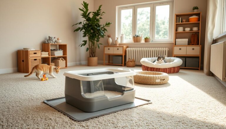 how to set up litter box on carpet