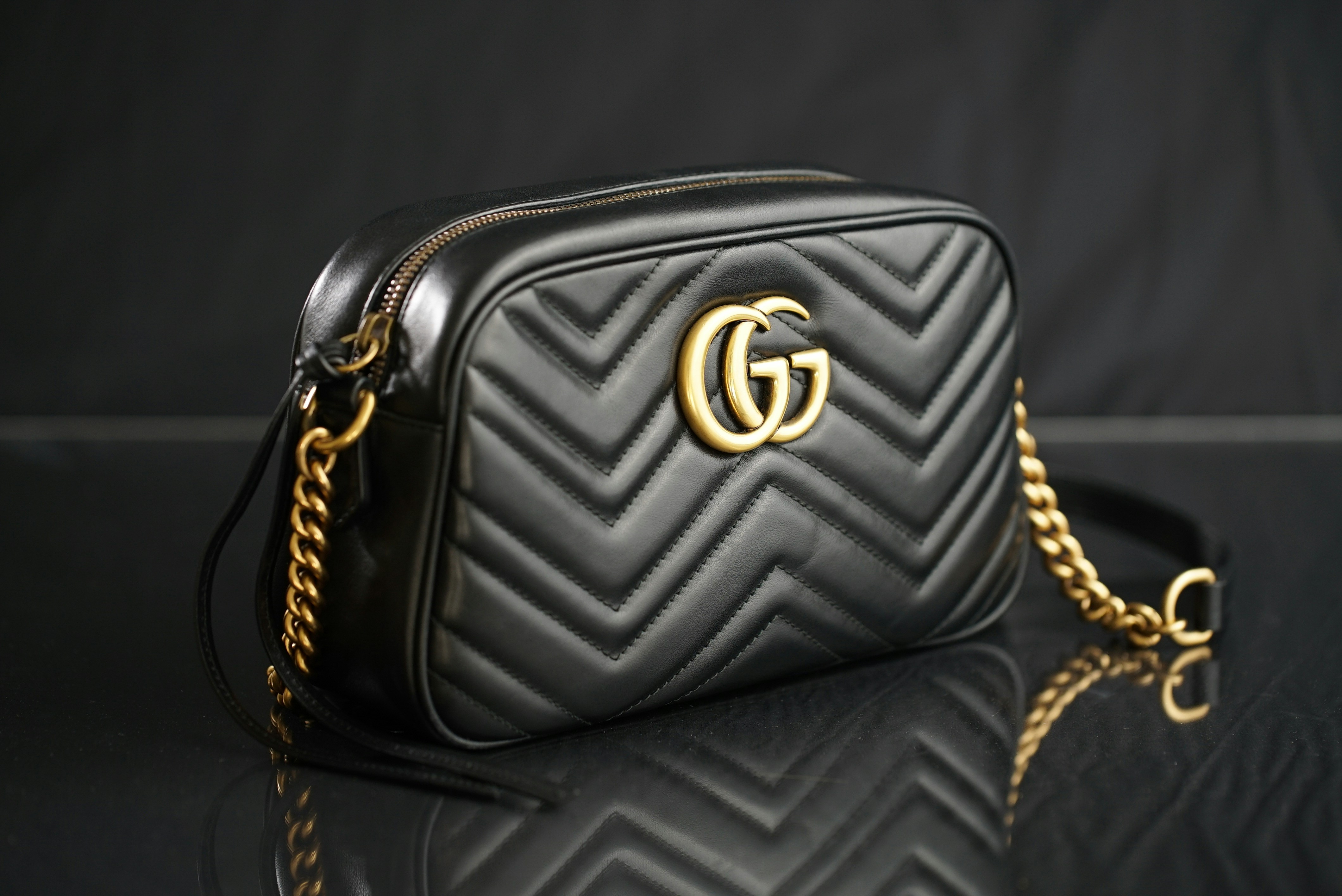 Vintage fashion accessories and luxury items display