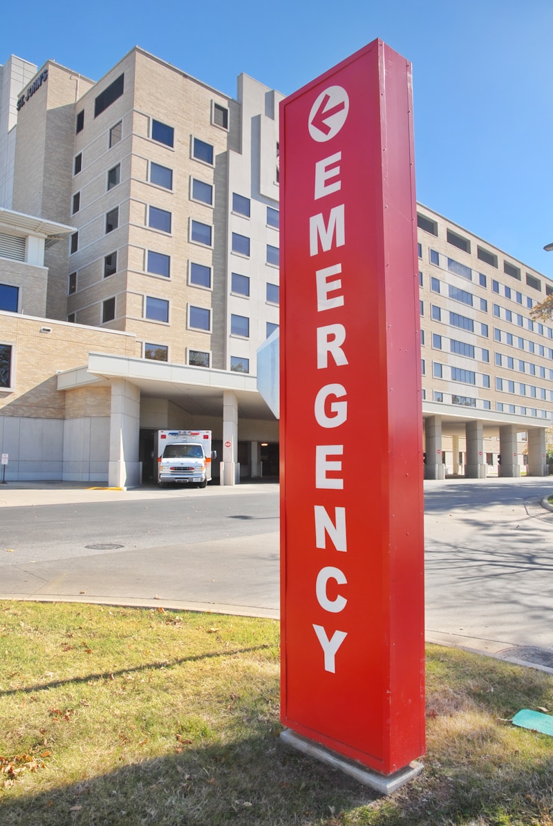 Rural hospital emergency entrance serving local community