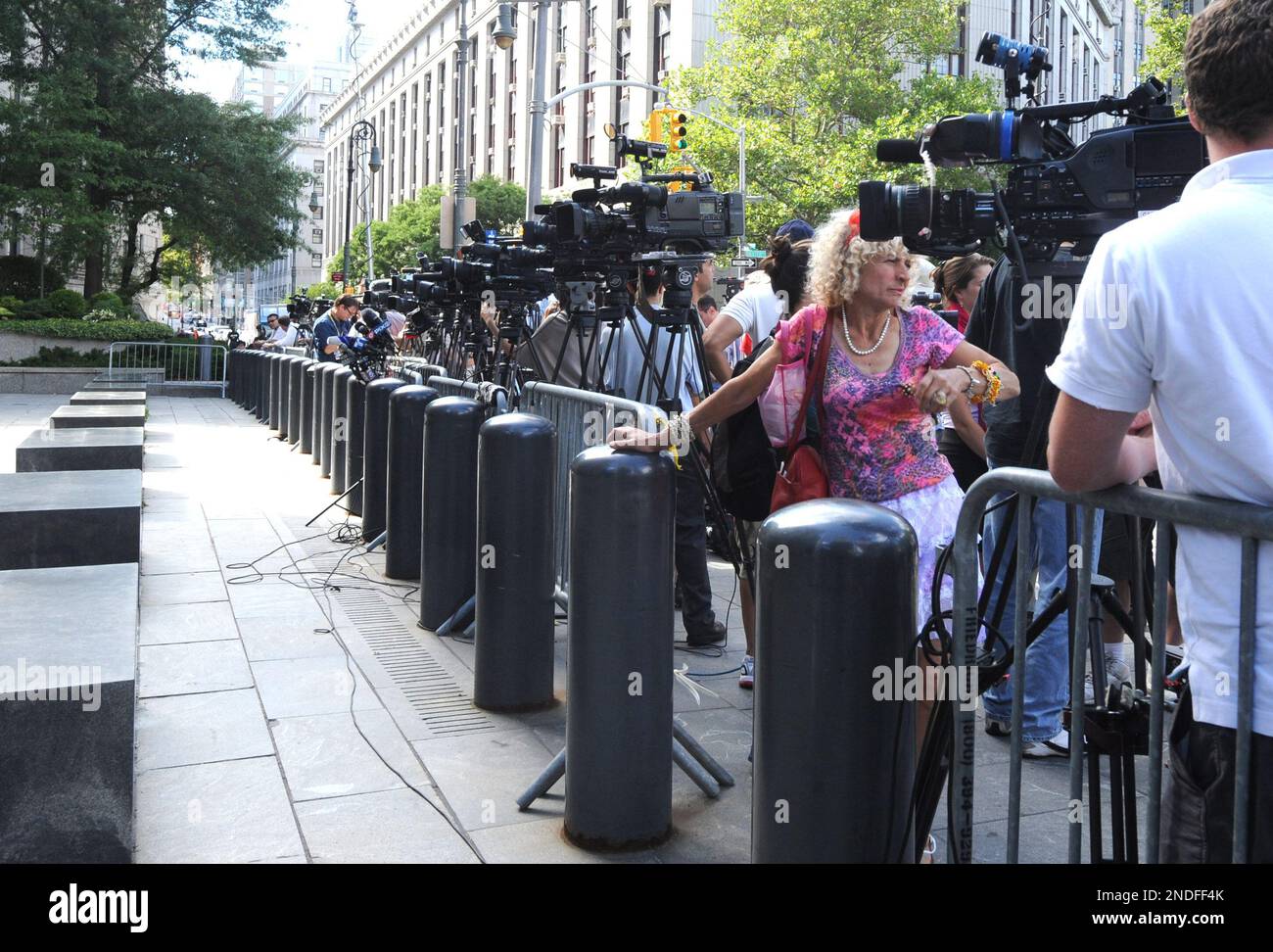 Media gathered outside Manhattan federal courthouse during verdict announcement