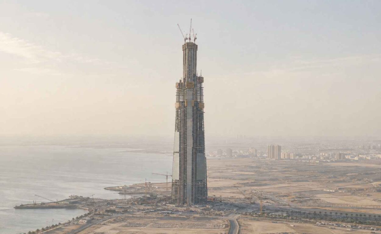 Jeddah Tower construction site on the Red Sea coast.