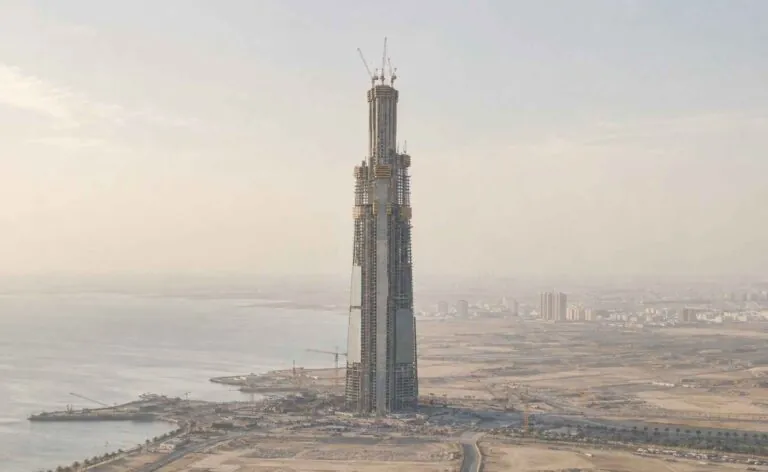 Jeddah Tower construction site on the Red Sea coast.
