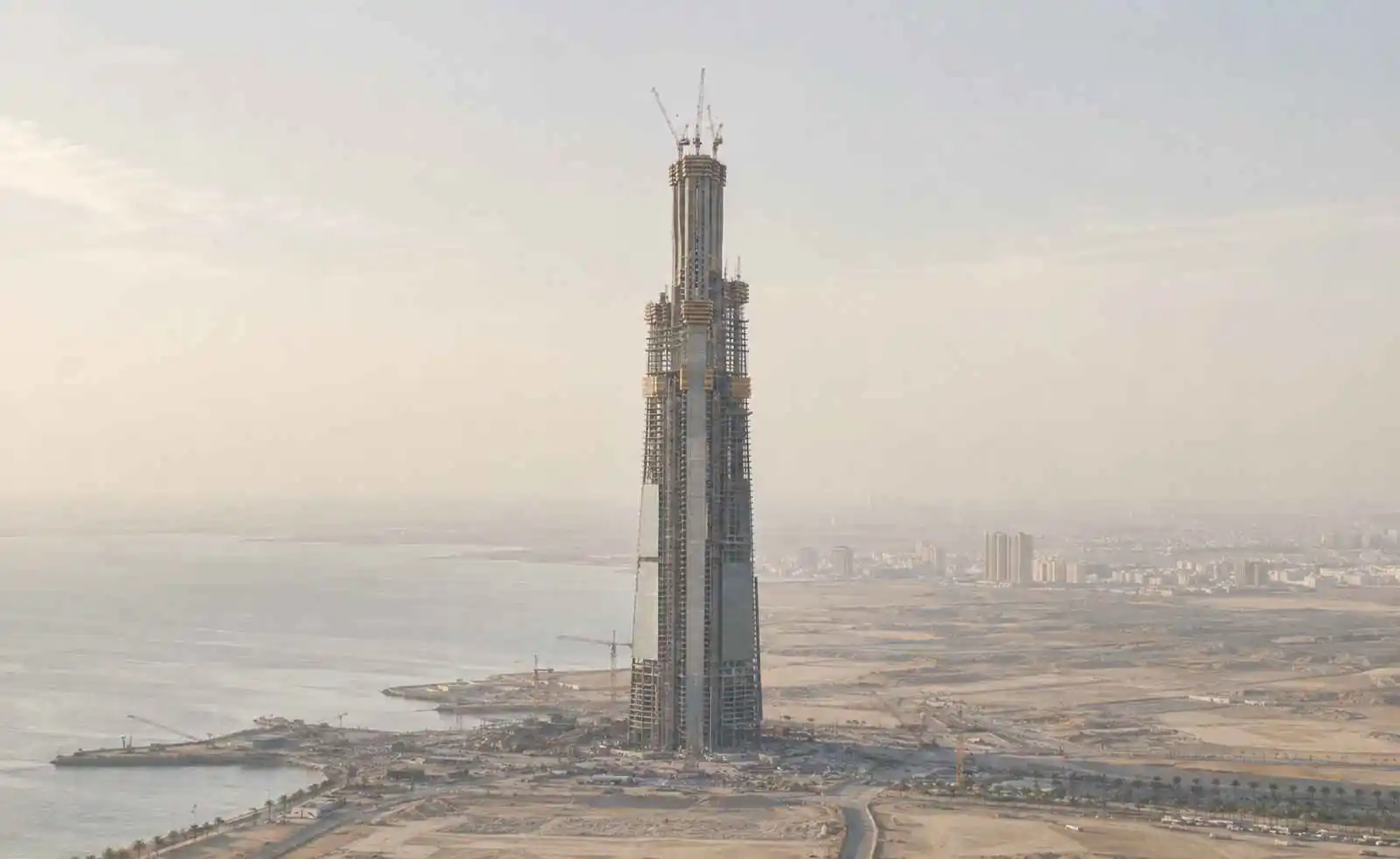 Jeddah Tower construction site on the Red Sea coast.