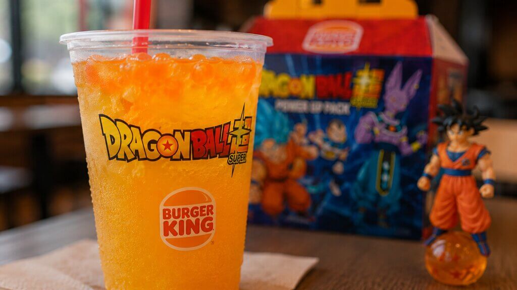 Dragon Ball Burst Lemonade with orange popping boba at Burger King
