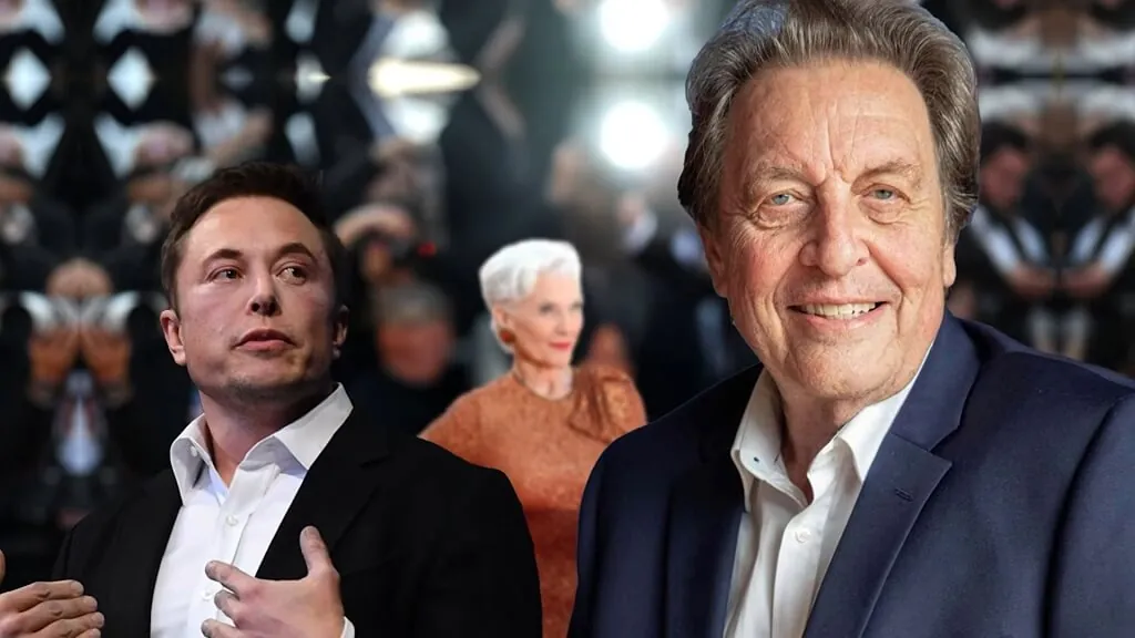 Musk and Errol Musk with Maye Musk in the background