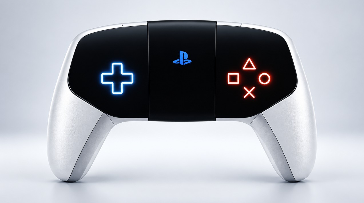 An image based on rumors of how the new PlayStation 6 controller might look like.
